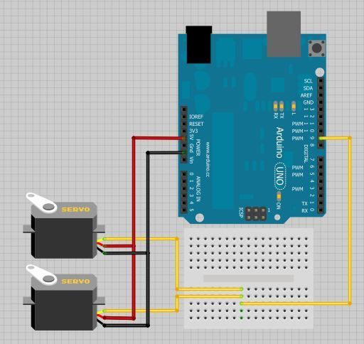 Circuit Servo bracket controlled by Arduino