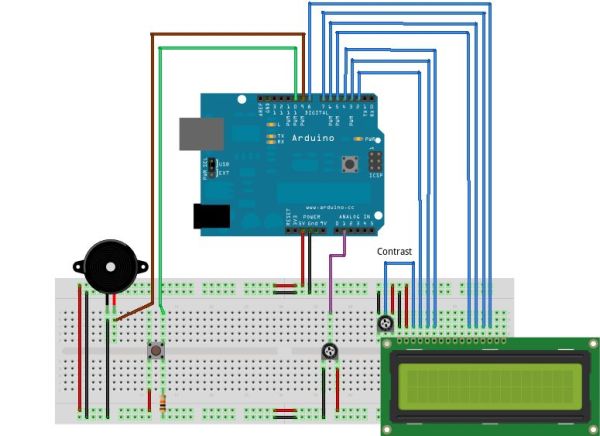 Arduino 16x2 LCD circuit