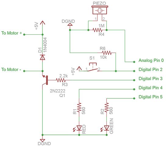 Arduino Secret Knock Detecting Door Lock circuit