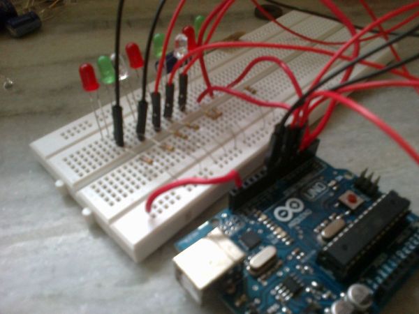 Arduino control 8 leds connection