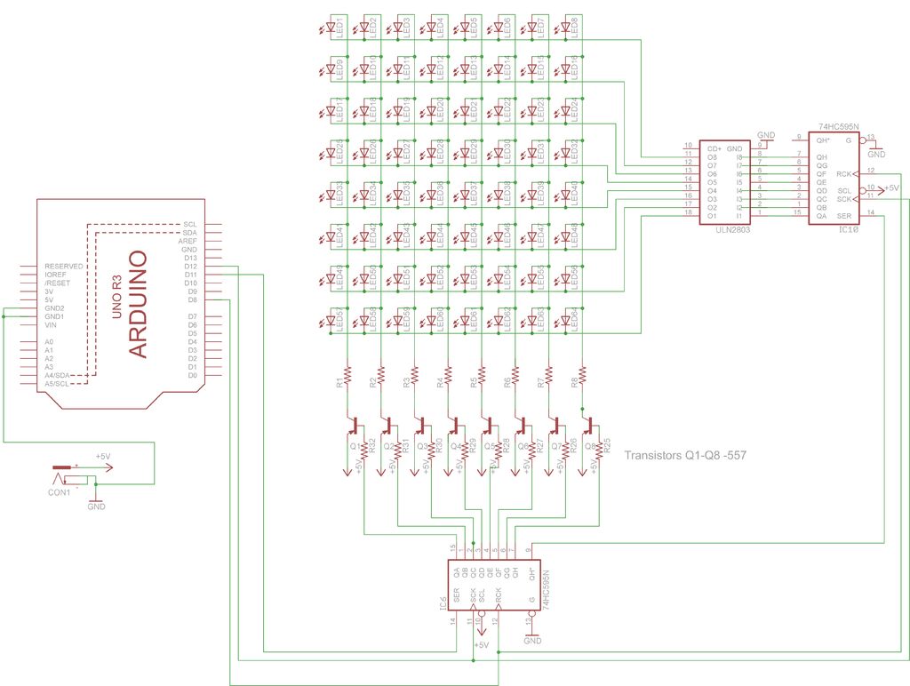 Schematic Arduino LED Dot Matrix Display