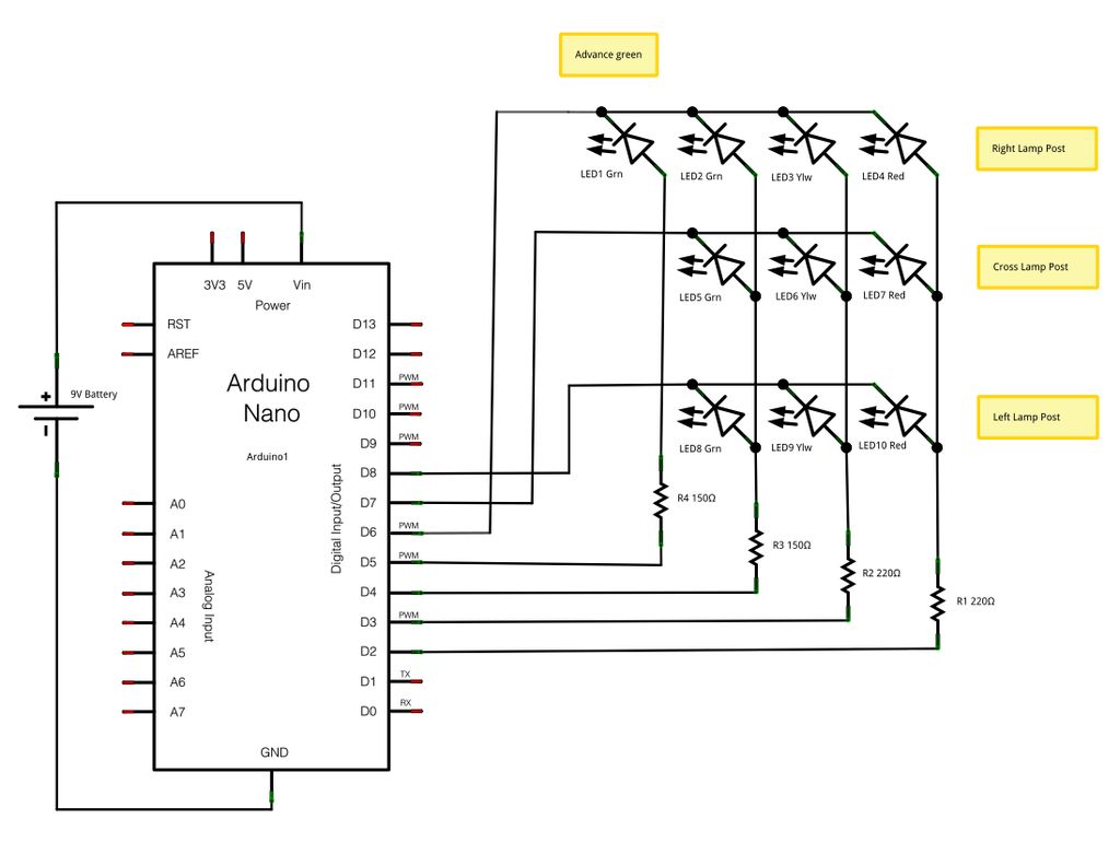 Схема светофора ардуино