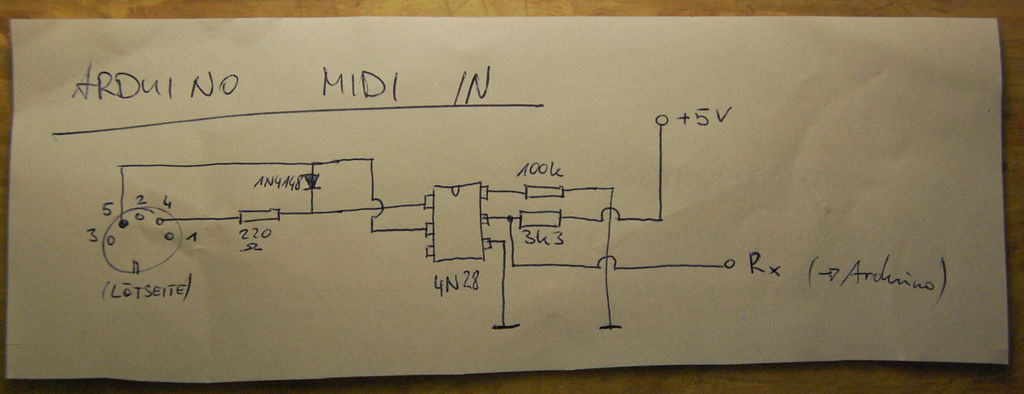 Schematic Arduino MIDI-in shield