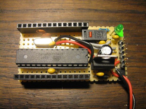 Small form factor DIY Arduino on stripboard