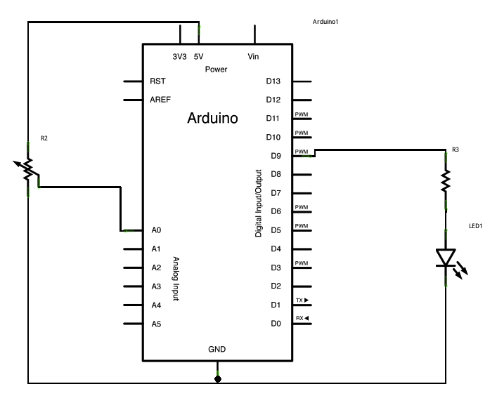 Arduino Analog In, Out Serial schematic