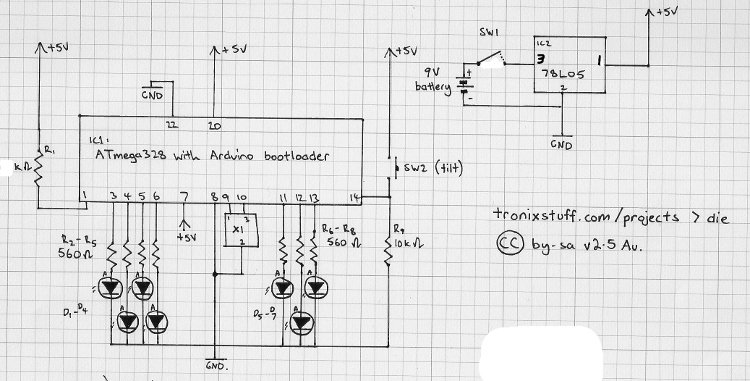 Arduino Electronic Dice Schematic