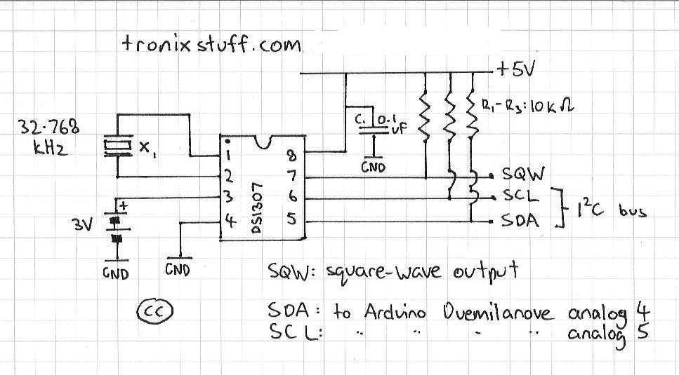 Arduino real time clock shield Schematic