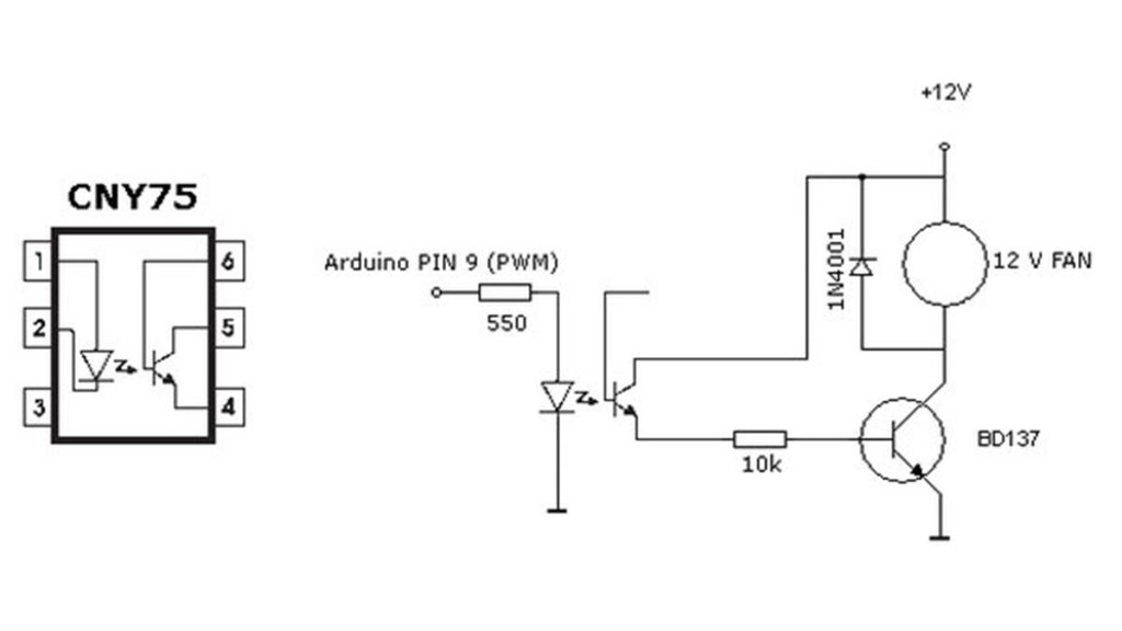 Arduino temperature controlled PC Fan schematic