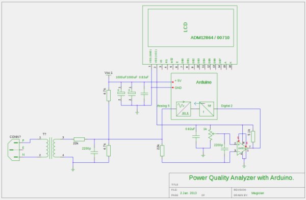 Power Quality Meter using Arduino schematic