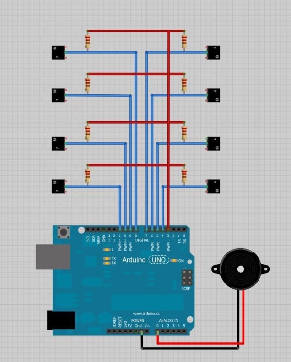 Arduino Air Cap-Sense Piano circuit