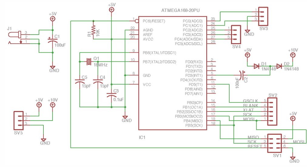 Arduino LED Cylinder Schematic