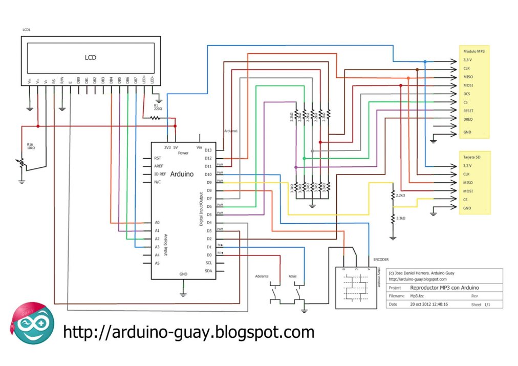 Arduino MP3 Player Schematic