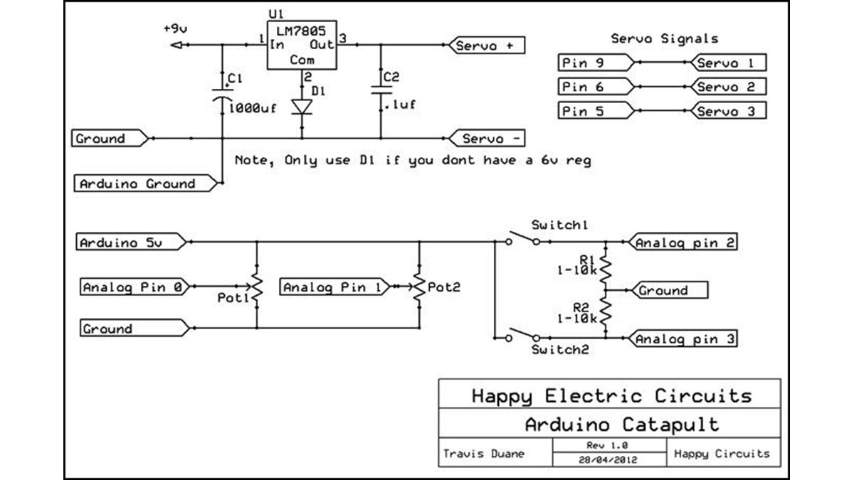 Schematic Arduino Controlled Catapult