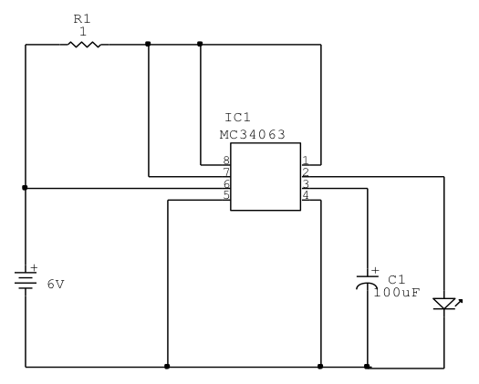 HB LED flashing beacon repurposes switching regulator