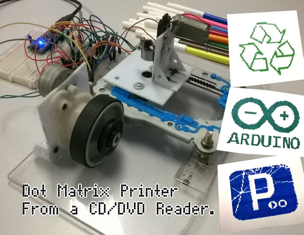 Dot Matrix Printer from a CD or DVD Reader with Arduino