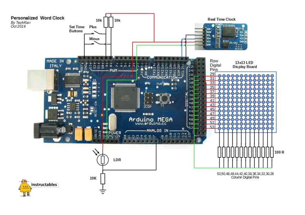Personalised Word Clock using Arduino circuit