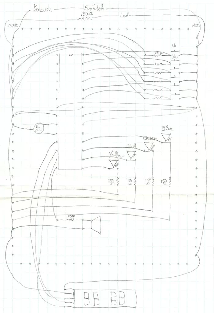Quiz Game Show Buzzer using Arduino schematic