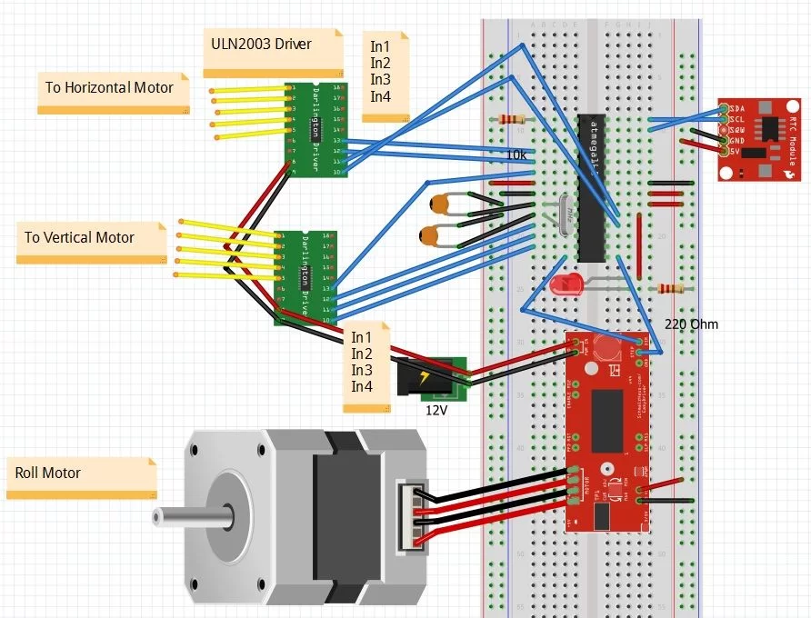 Arduino Etch-A-Sketch Clock circuit