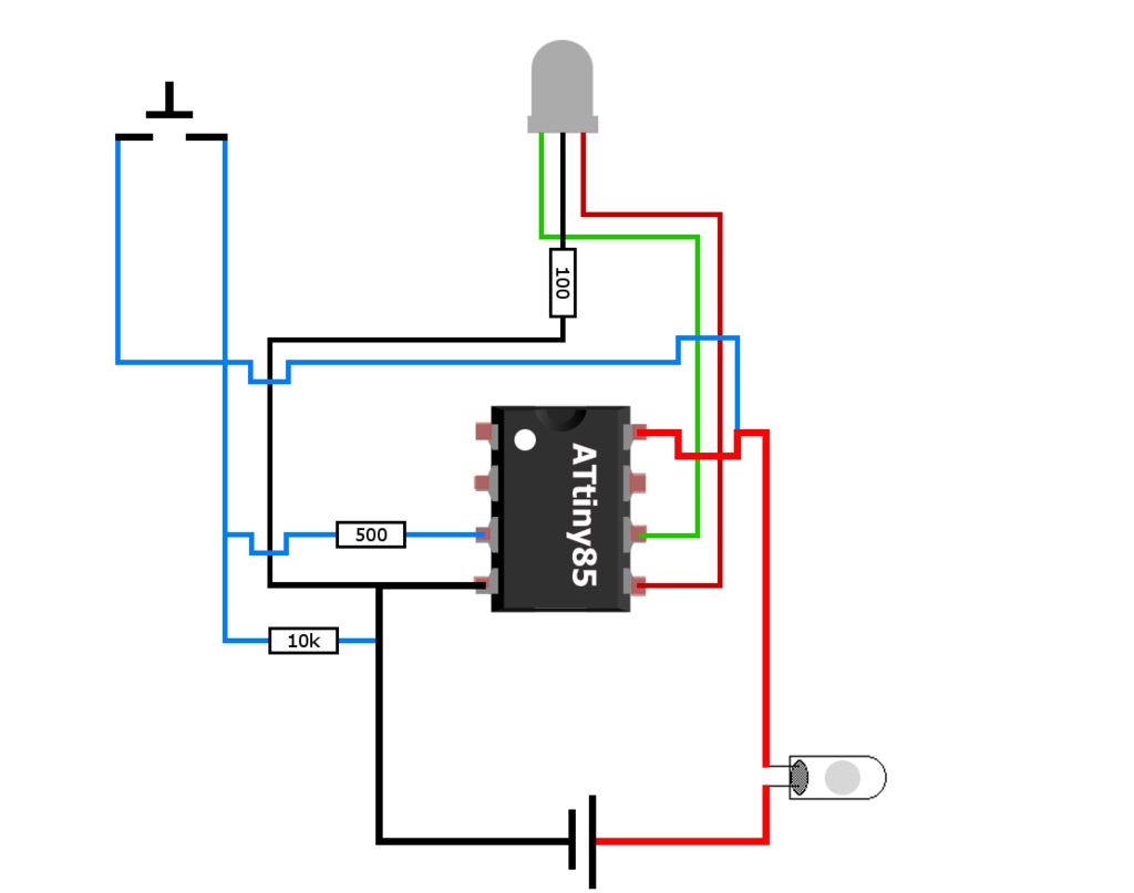 Arduino decision box (Attiny85) circuit