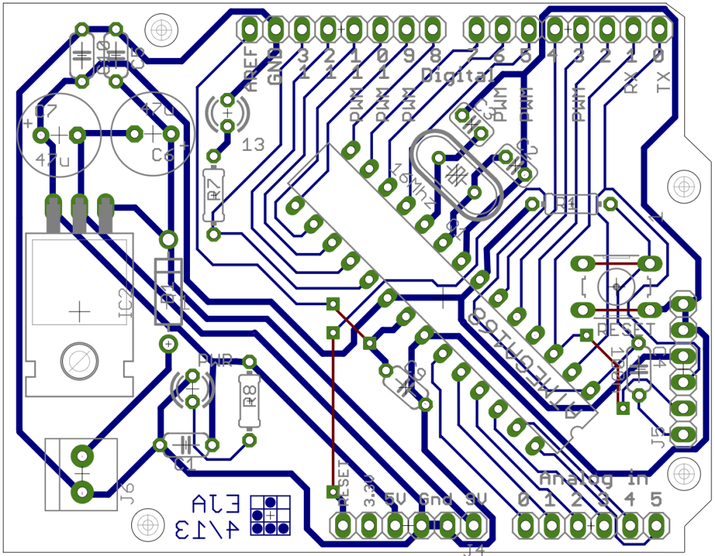 Ayrduino - Single-Sided Arduino Clone circuit