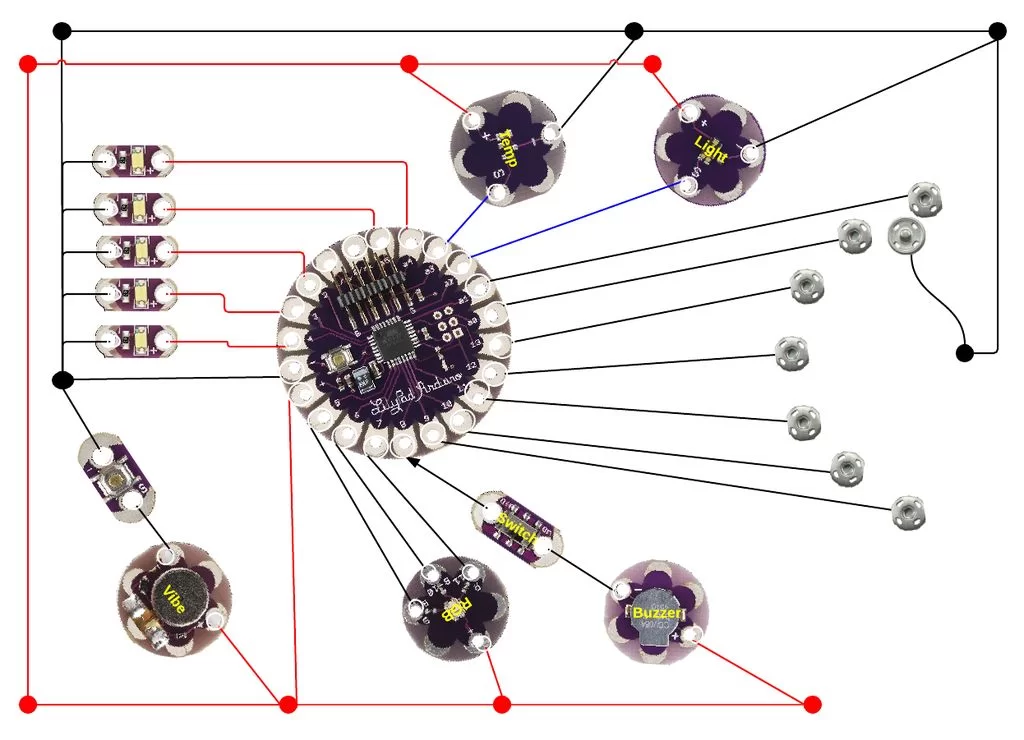 LilyPad Arduino Sensor Demo Mat circuit