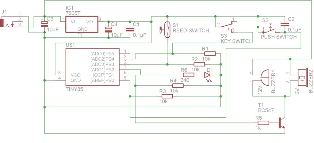 Simple Basement Security System using Arduino schematic