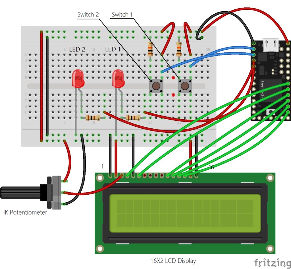 Teensy MIDI USB foot controller for controlling Mobius Looper using Arduino circuite