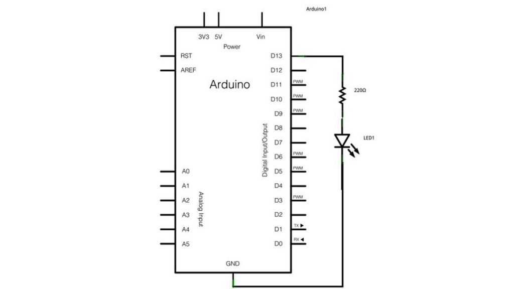 Blink Without Delay using Arduino Schematic