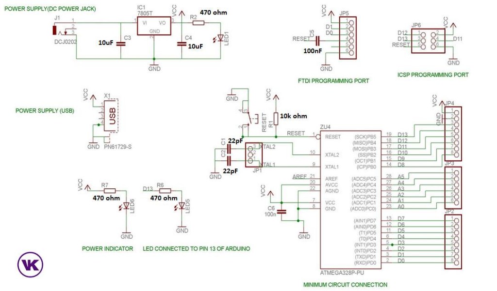 Build Your Own Arduino Board schematic