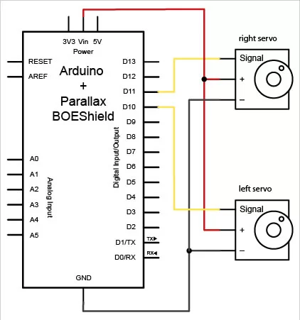 How to connect a servo to the Arduino schematic