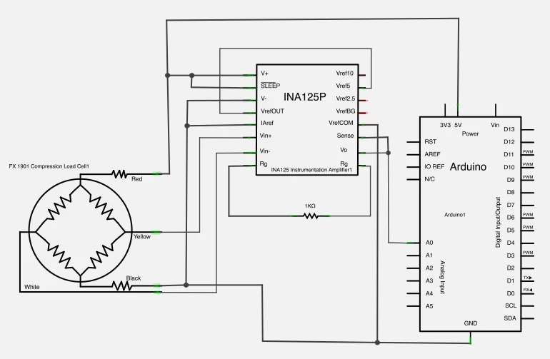 Working with a Load Cell and an Arduino schematic