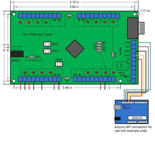 برد 16X PWM LED Fader