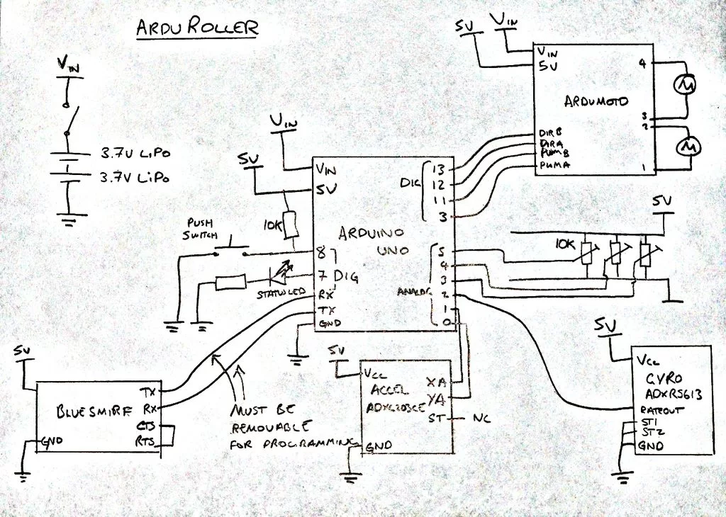 ArduRoller balance bot schematic