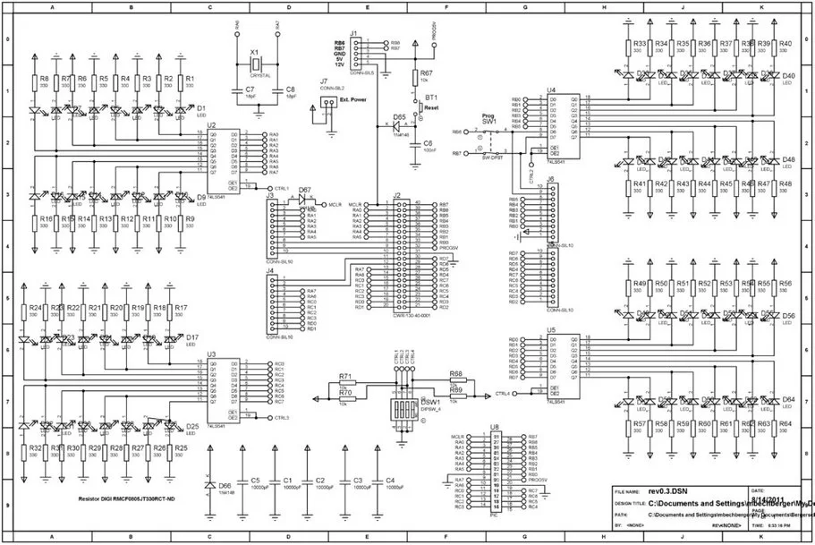 schematic for an LED microcontroller debug module