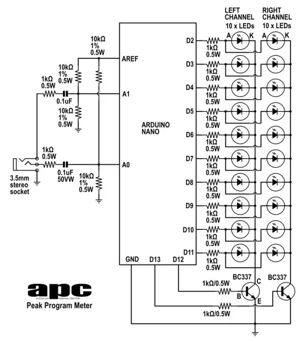 Arduino project Stereo Peak Program Meter