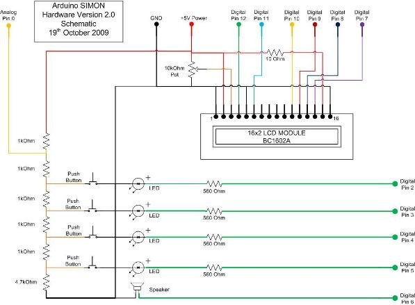 Arduino Platform - SIMON Game Implementation schematic