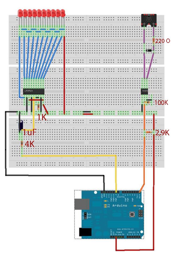 Midi VU meter LM3914 Arduino PWM