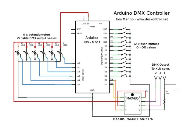 Small Arduino DMX controller Schematic