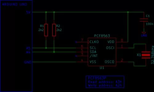 Tutorial 16 Arduino Clock Schematic