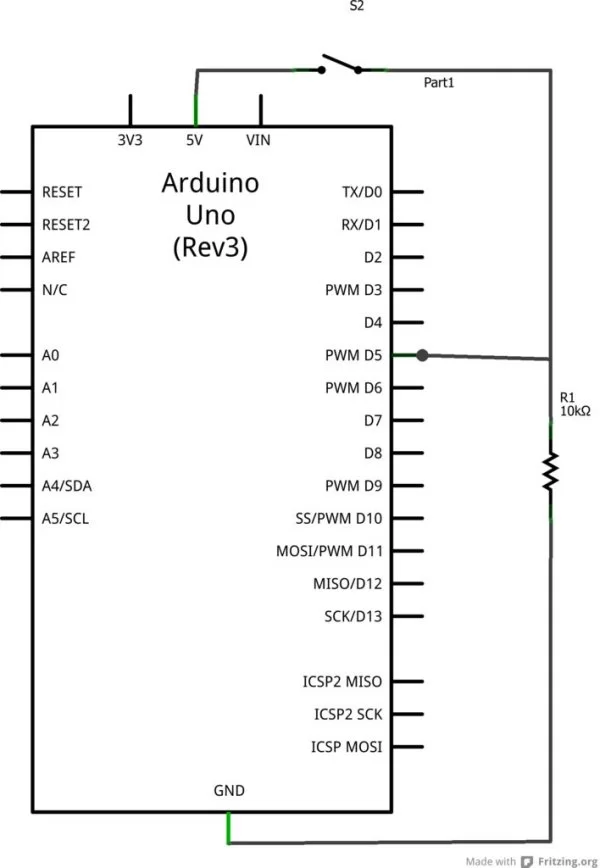 Using an Arduino Uno R3 as a Game Controller Schematic