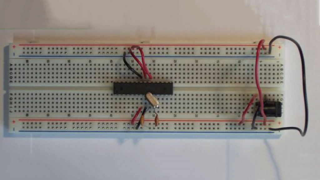 Arduino chip on breadboard