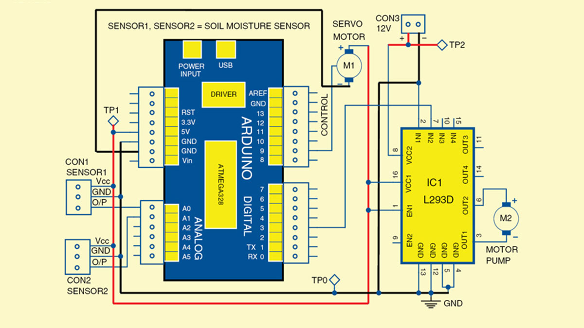 Arduino automatic watering system schematic