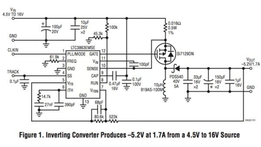 Inverting controller converts a positive input to a negative output with a single inductor