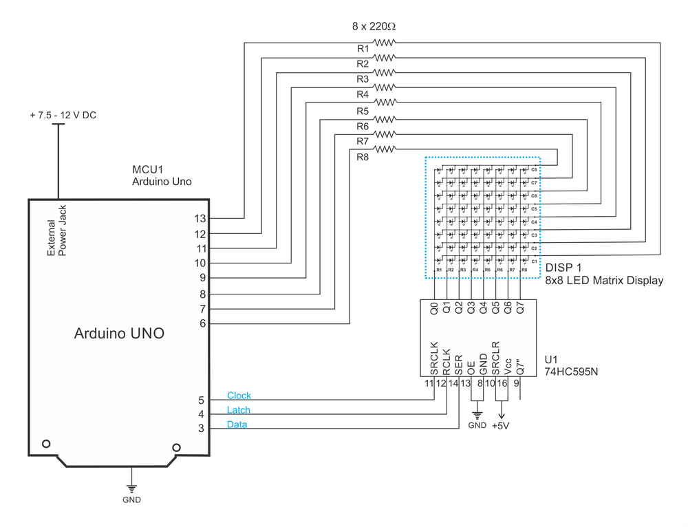 schematic-Circuit-Diagram-8X8-LED-Matrix-Interface-with-Arduino