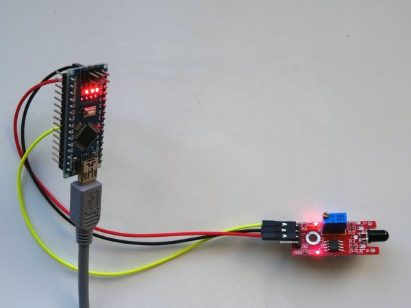 Arduino Nano Flame Sensor With Visuino