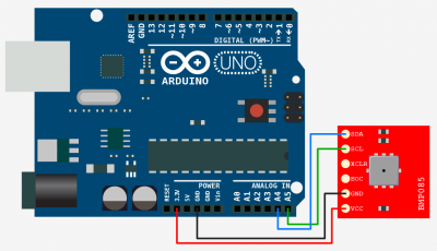 Schematic Sensing Barometric Pressure BMP085 + Arduino