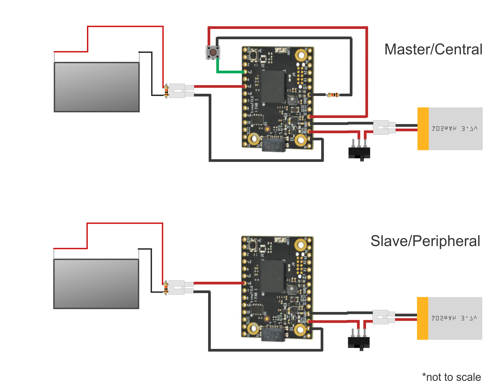 Schematic Arduino101 tinyTILE BLE Match-Making Sunglasses