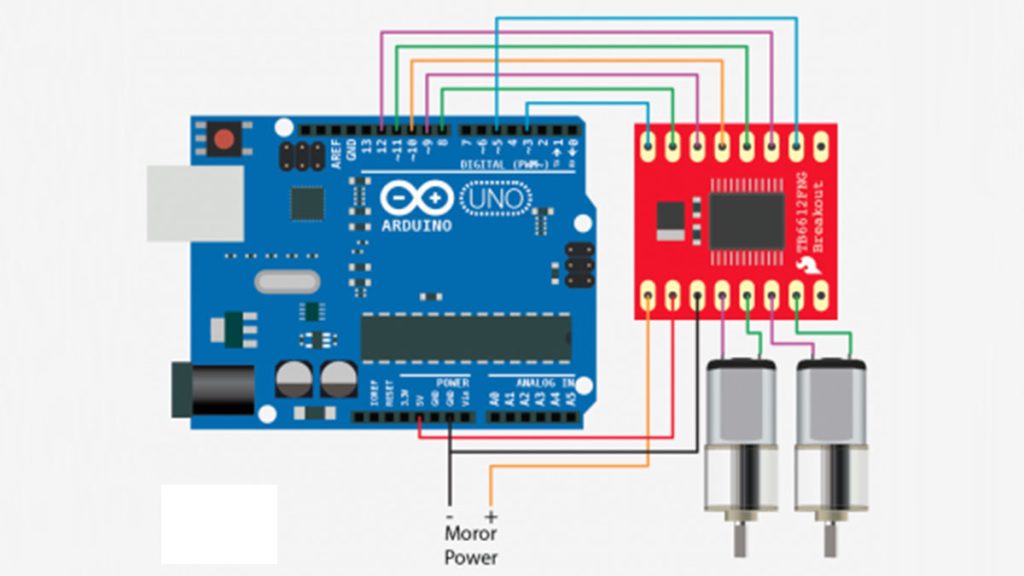 Schematic Controlling 2 motors with the TB6612FNG Arduino