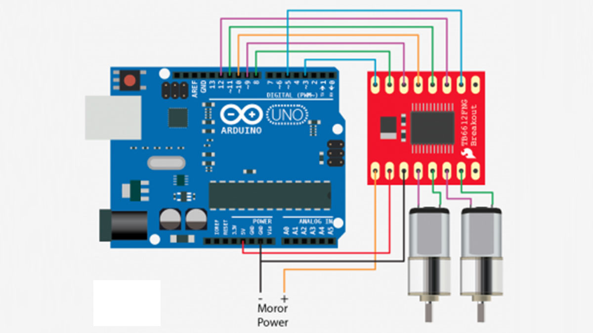 کنترل شماتیک 2 موتور با TB6612FNG + آردوینو