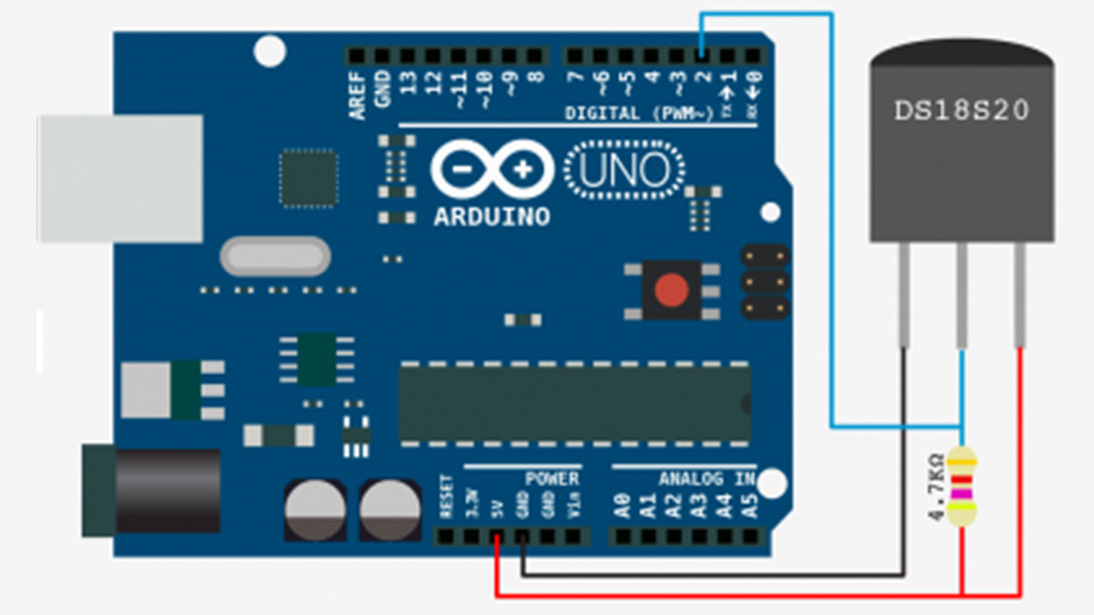 Schematic One Wire Digital Temperature. DS18B20 Arduino